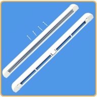 595mm vents consist of 2 x internal canopy, 2 x external canopy, 2 joining pieces and fixing screws