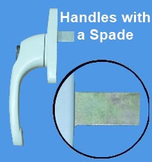 Window handles with Spades / Blades Window handkes with blades / spades to suit aluminum or UPVC windows